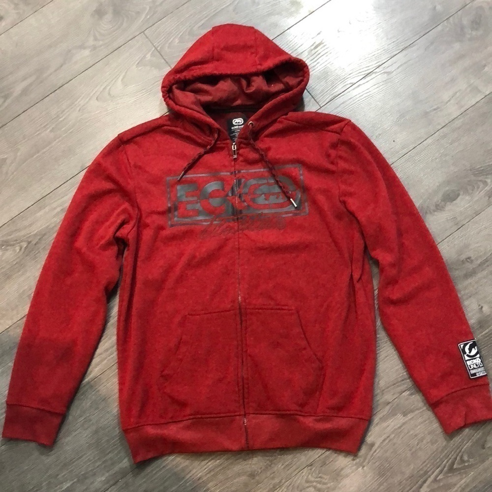 Y2K Ecko Unltd Adult Full Zip burgundy Hoodie Size medium